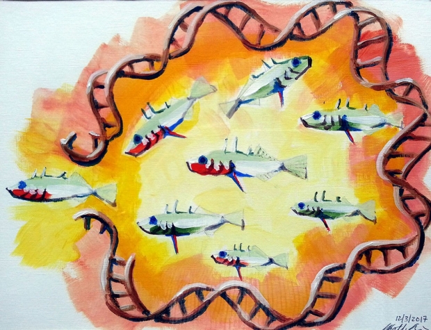 Painting of stickleback fish